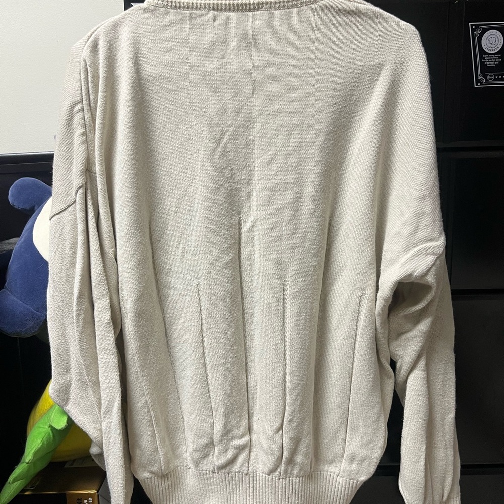 Men's Cream Sweater with Black and Gray Accents - Picture 2 of 3